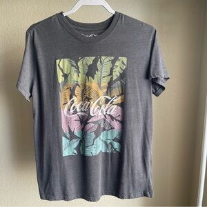 Coca Cola Charcoal Tee with Pastel Tropical Graphic